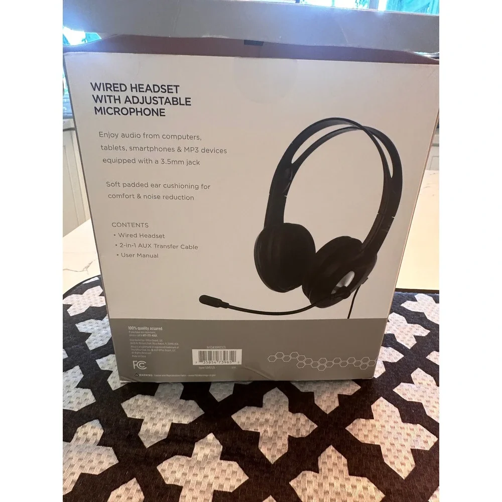 Ativa Wired Headset with Adjustable Microphone Black Over-Ear 5345725